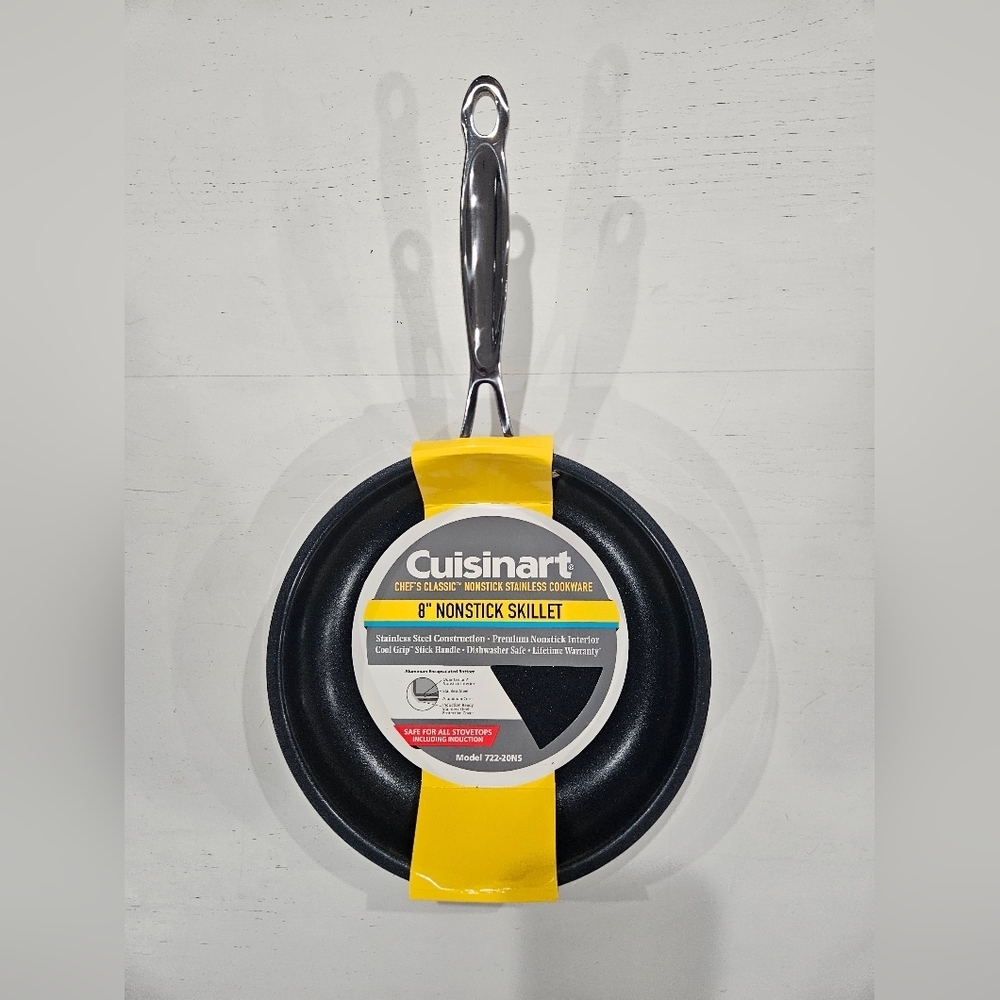 Cuisinart Black Nonstick Skillet with Silver Handle 8" Pan Kitchen Cookware